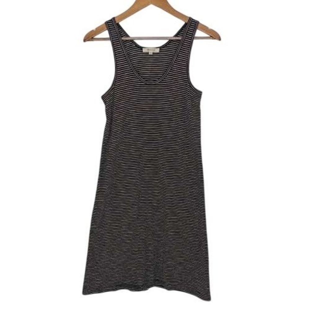 MADEWELL Striped Tank Dress S Black White Sleeveless Cotton‎ Casual NWOT Coastal - Picture 2 of 8
